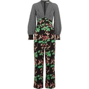 Rixo London Jumpsuit Women’s M Silk Floral Star Print Long Sleeve